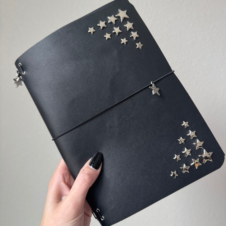 A5 Corner Star Studded Leather Journal